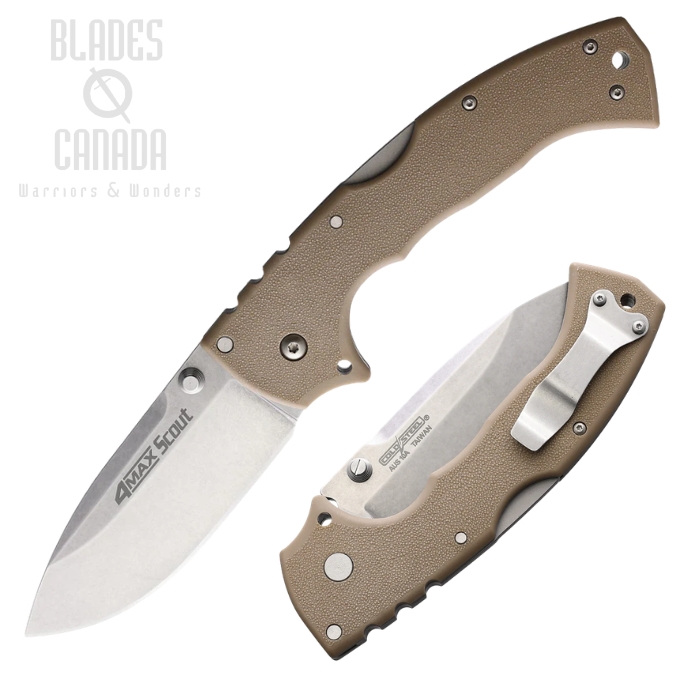 (image for) Cold Steel 4-Max Scout Folding Knife, AUS10A SW, Griv-Ex Desert Tan, 62RQ-DTSW